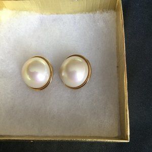 Majorca Pearl Gold over Sterling Clip on Earrings